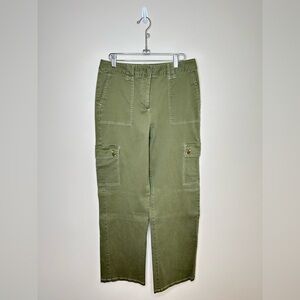 Utility  Cargo Straight Leg Pants Cotton Stretch Army Green Size 8